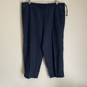 Ojai navy blue cropped tie waist pant size medium